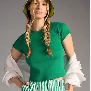Maeve by Anthropologie - The Blair - Cropped - Stretch - Crew Neck Tee - XSmall